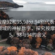 “按摩92和95,98分.94别代表什么”按摩领域的神秘数字，探究按摩92、95、98与94的含义